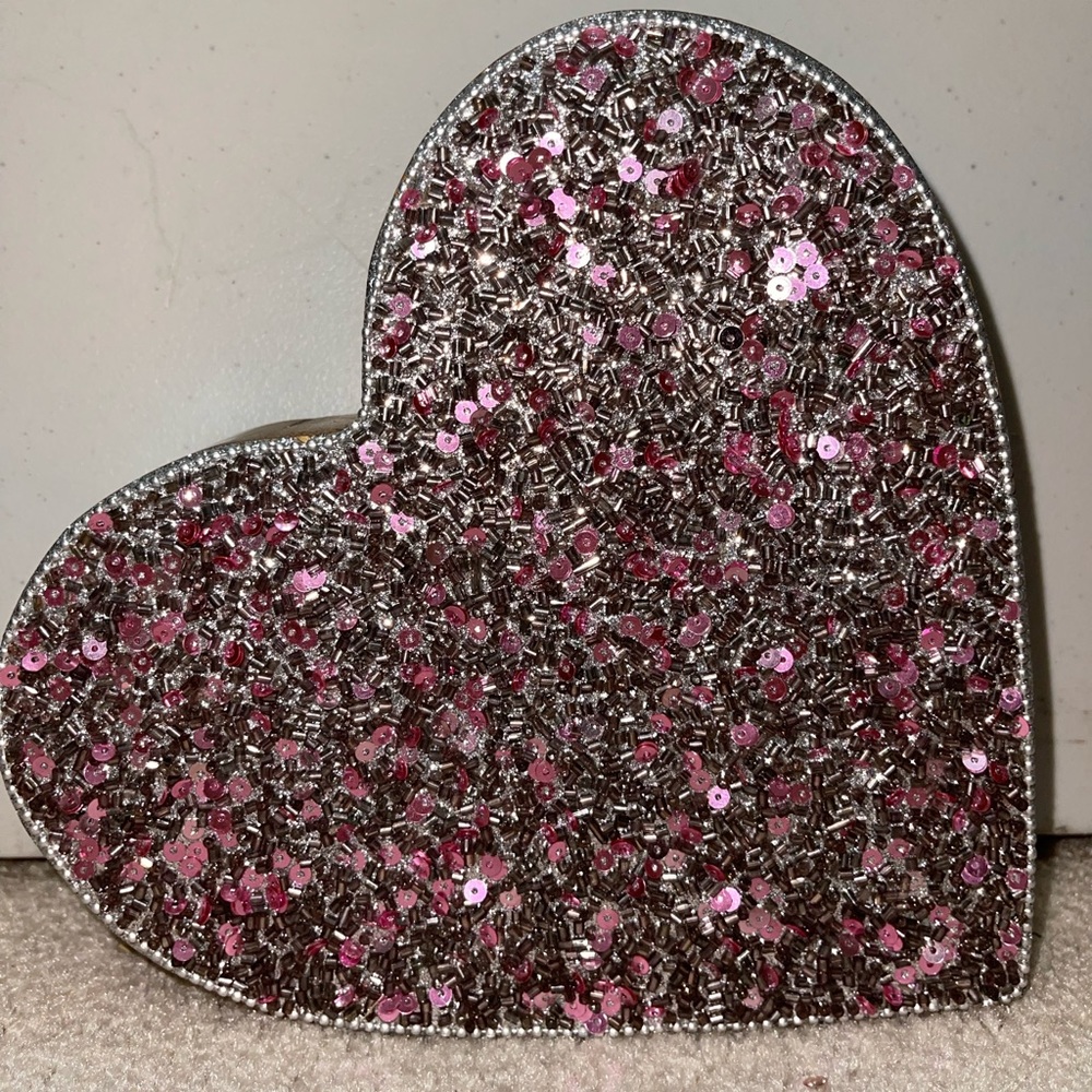 BRAND NEW sequin wooden heart decor